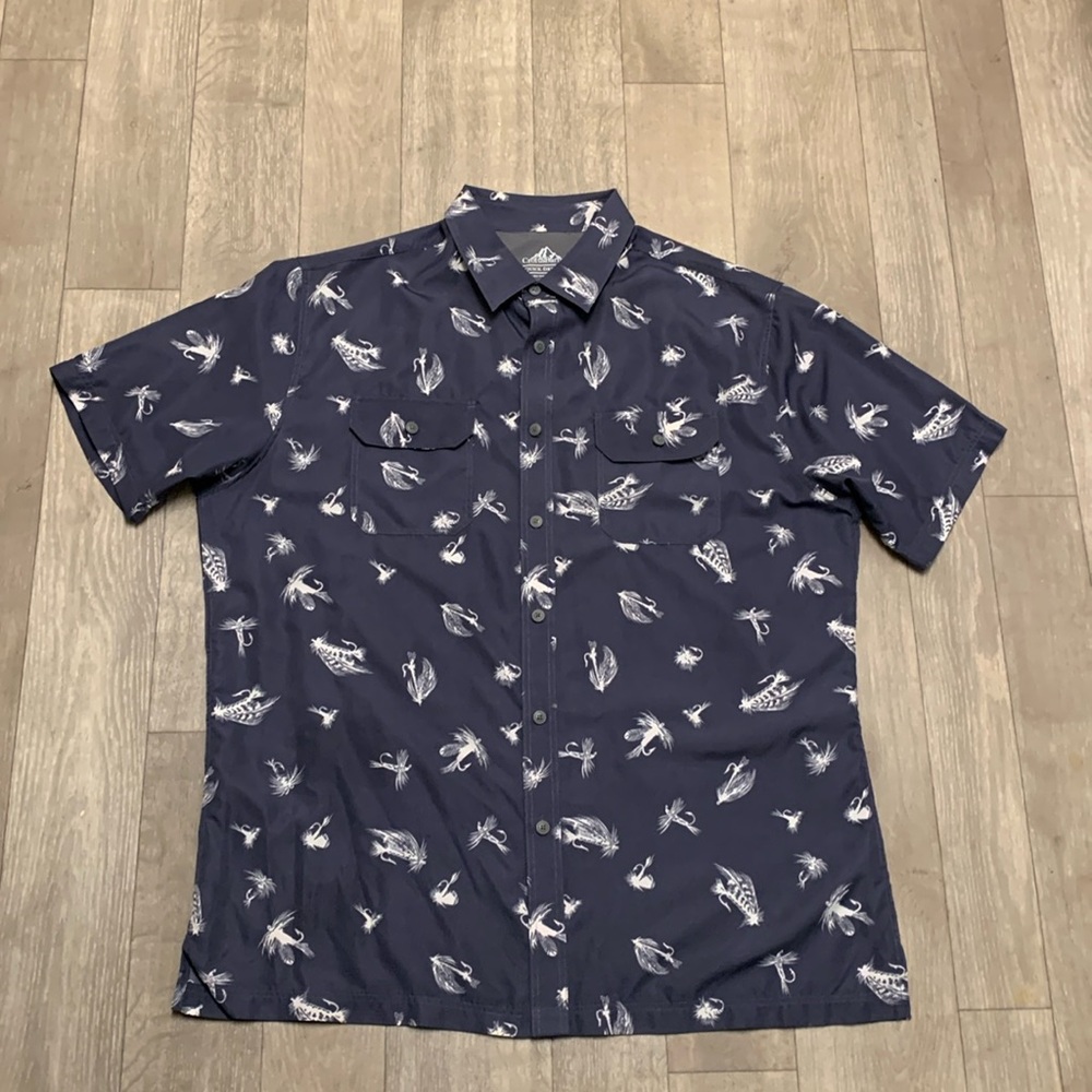 Mens Croft & Barrow Fishing Quick Dry Button Up‎ Short Sleeve Shirt